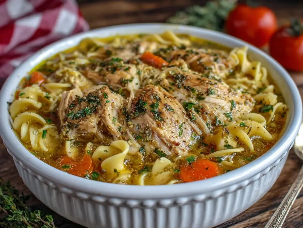 slow cooker chicken noodle soup - featured image