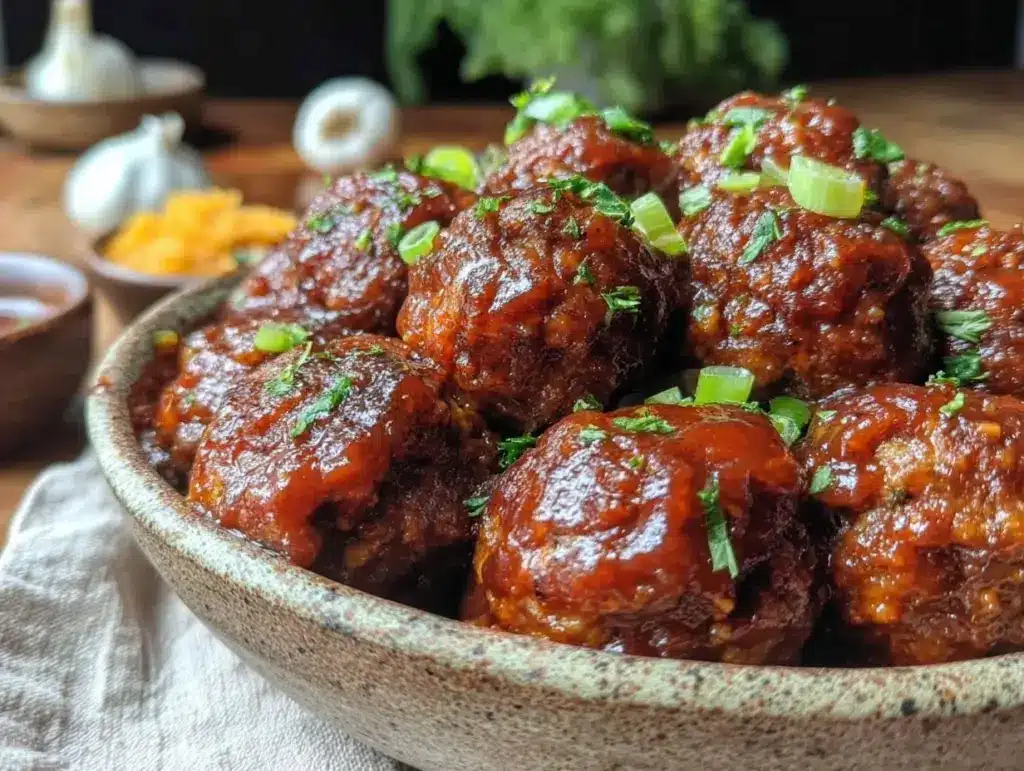 slow cooker honey bbq meatballs - featured image