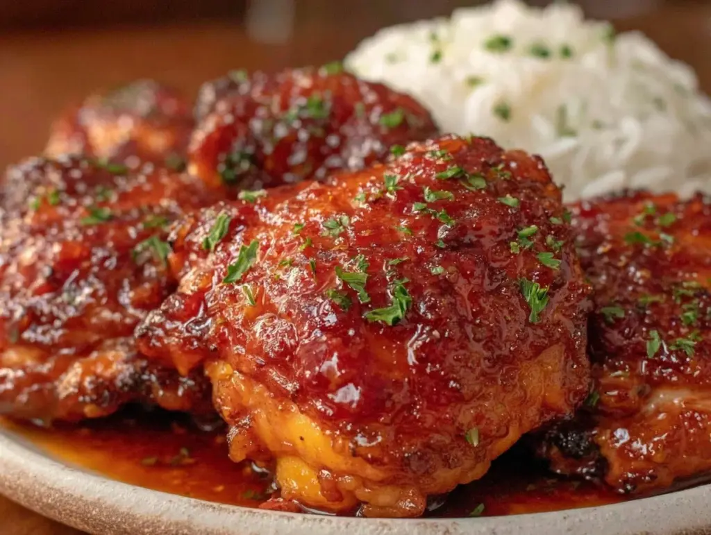 slow cooker honey garlic chicken thighs - featured image