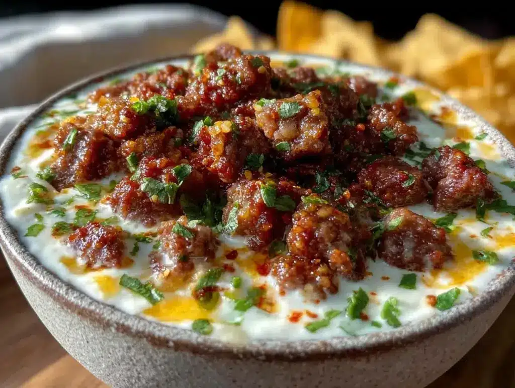slow cooker queso blanco with chorizo - featured image