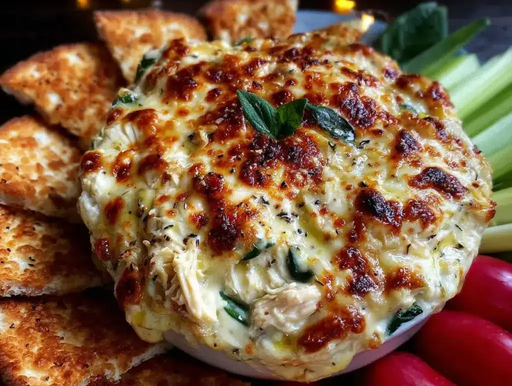 spinach artichoke chicken dip - featured image