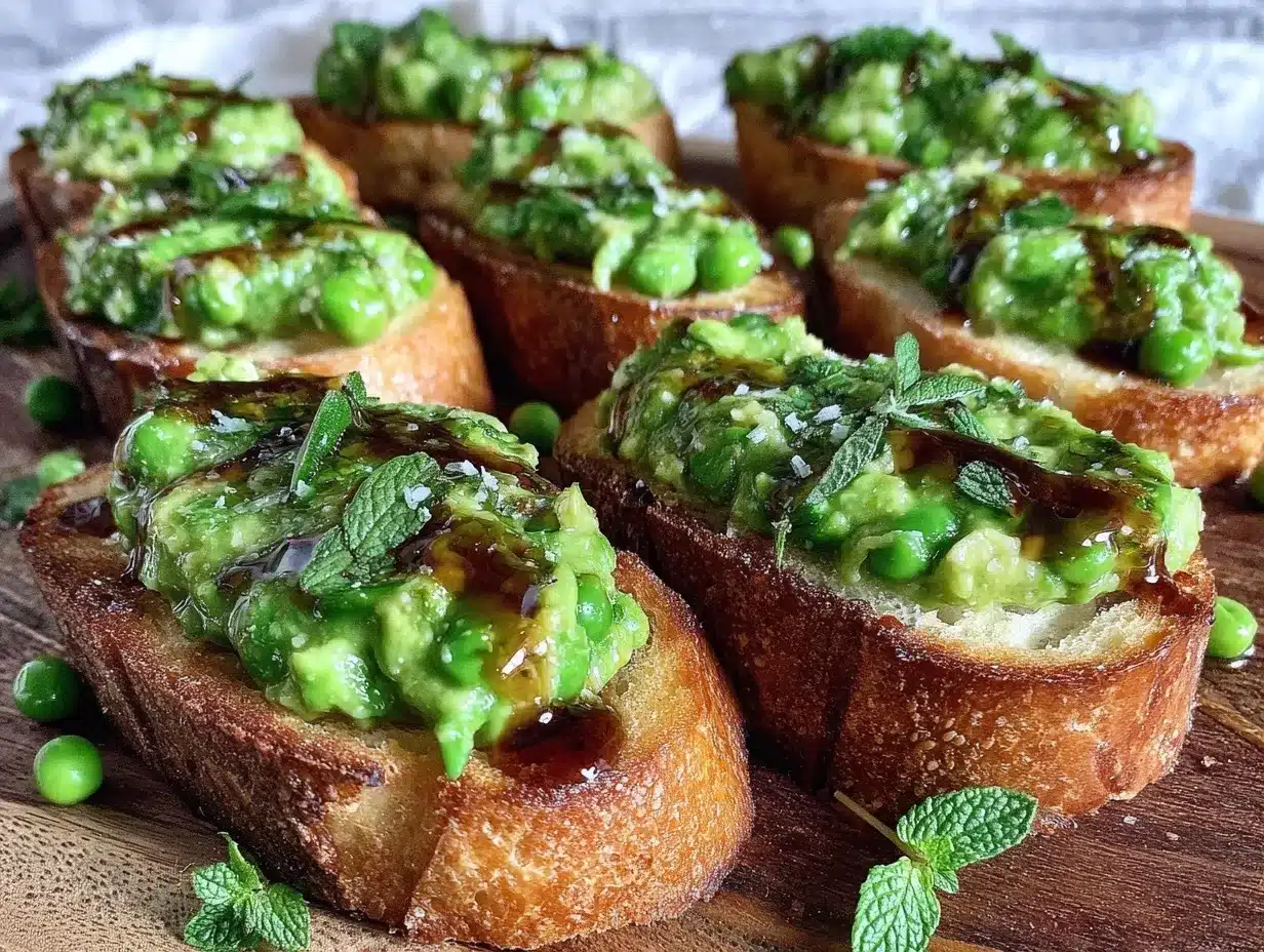 spring pea and mint bruschetta preparation steps