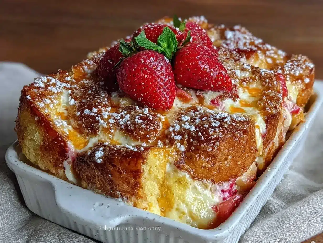 strawberry cream cheese french toast casserole preparation steps
