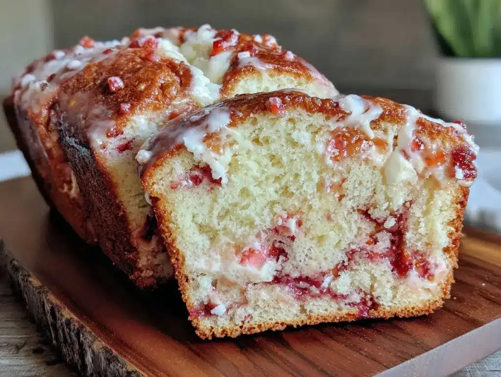 strawberry cream cheese swirl bread - featured image