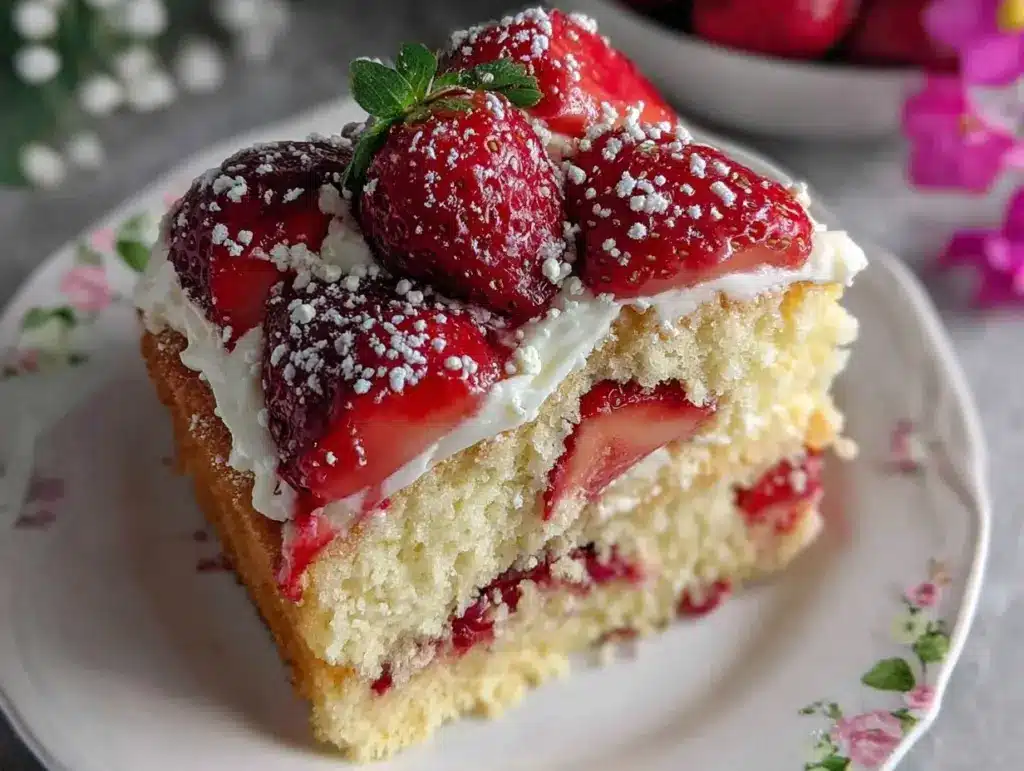 strawberry mimosa cake recipe - featured image