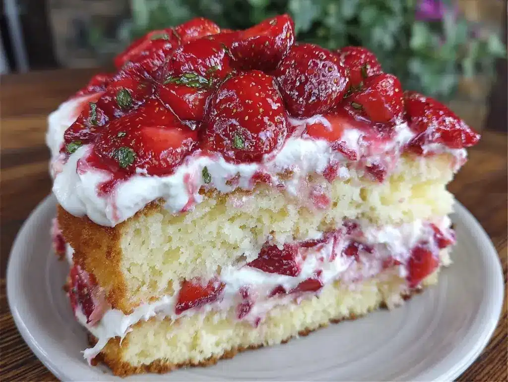 strawberry shortcake layer cake - featured image