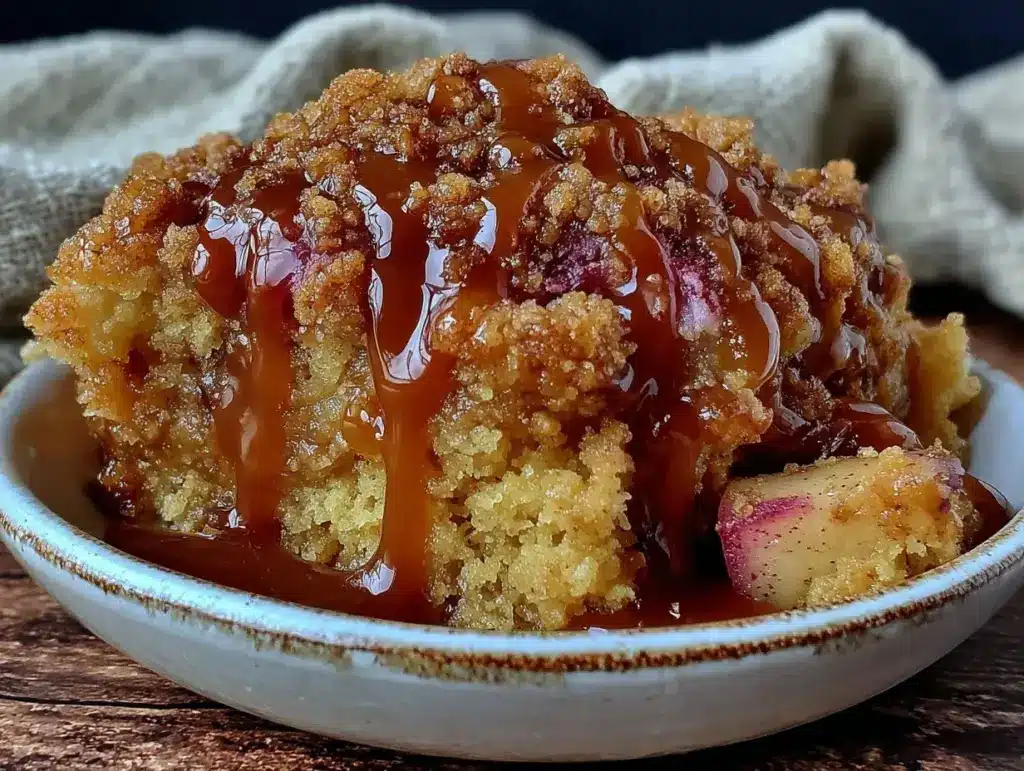 caramel apple dump cake - featured image