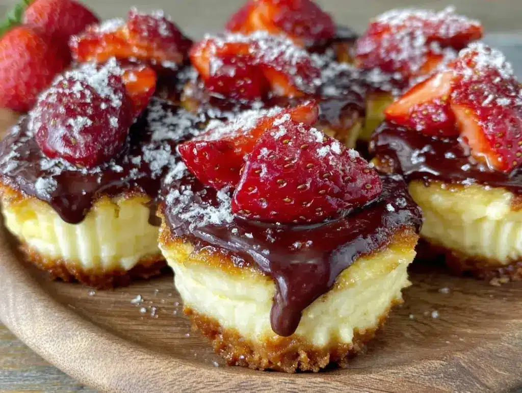 chocolate dipped strawberry cheesecake bites - featured image