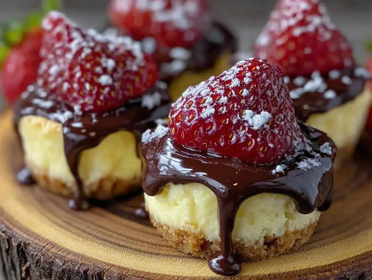 chocolate dipped strawberry cheesecake bites preparation steps