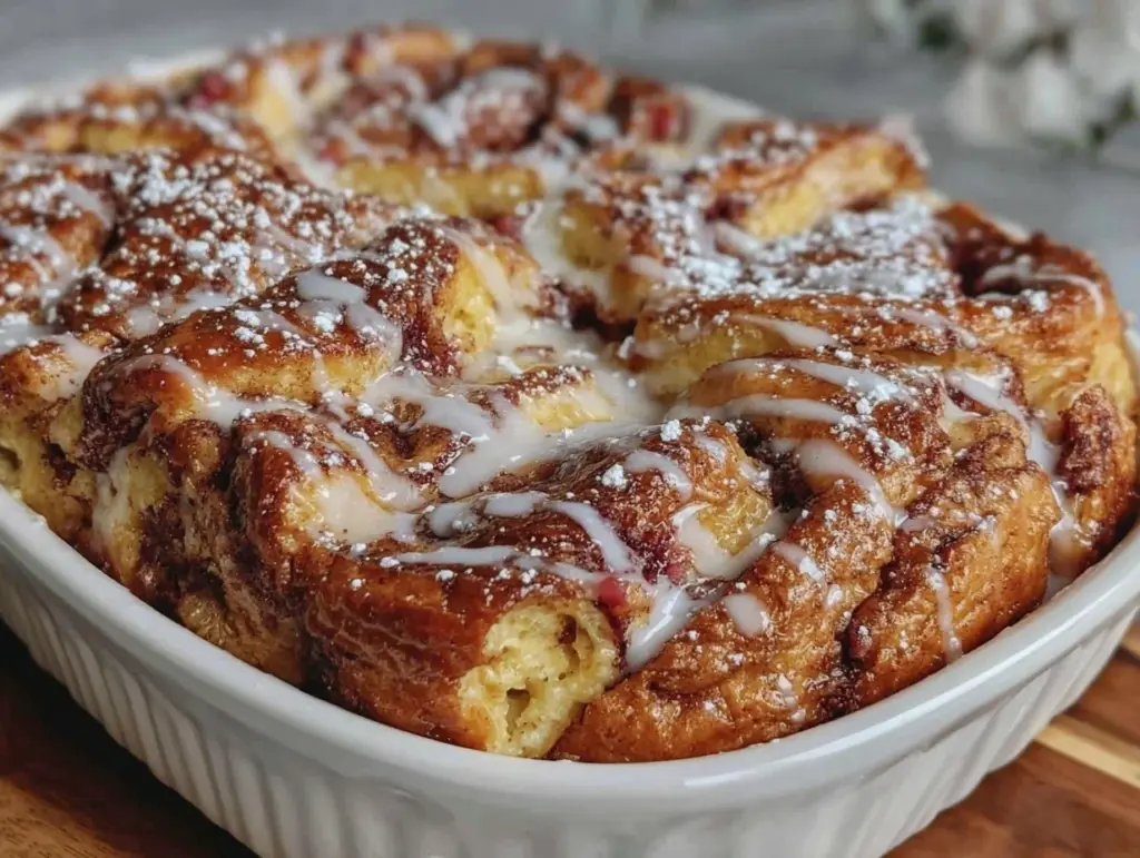 cinnamon roll french toast casserole - featured image