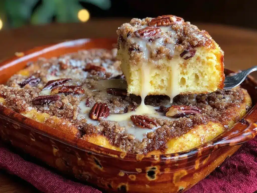 cinnamon streusel pancake casserole - featured image