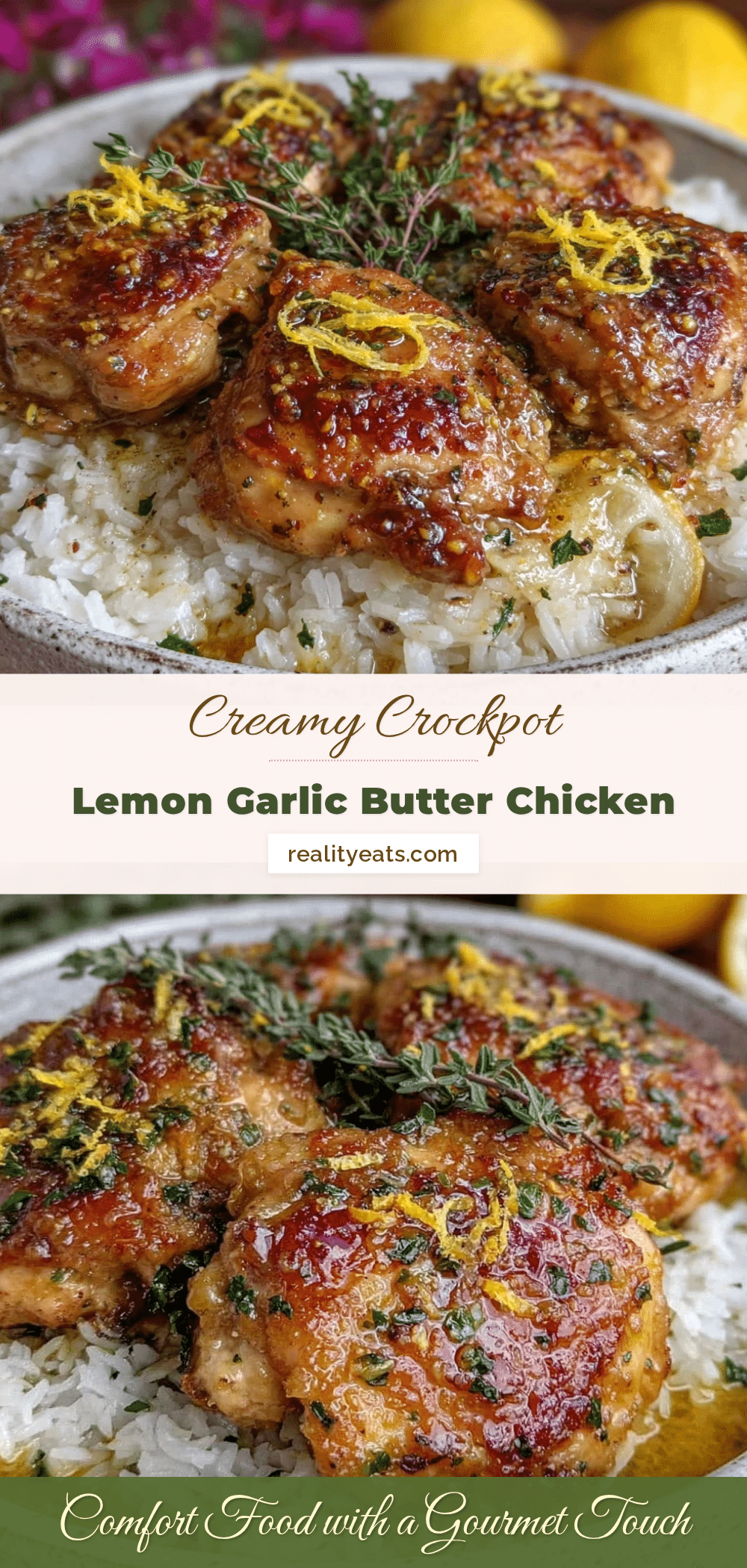 creamy crockpot lemon garlic butter chicken with rice recipe