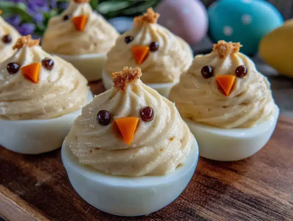 creamy deviled egg chick bites - featured image