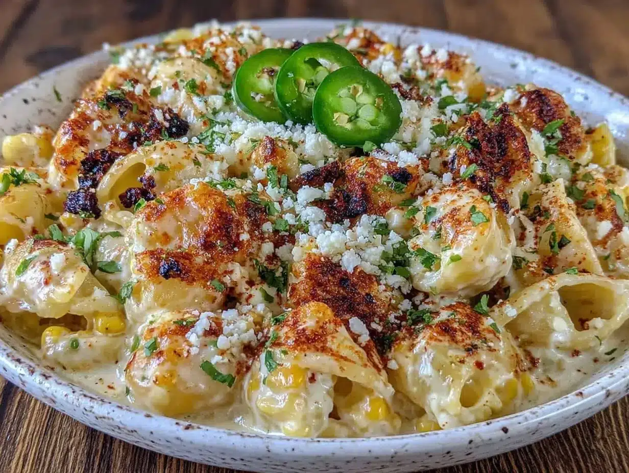 creamy elote Mexican street corn pasta salad preparation steps