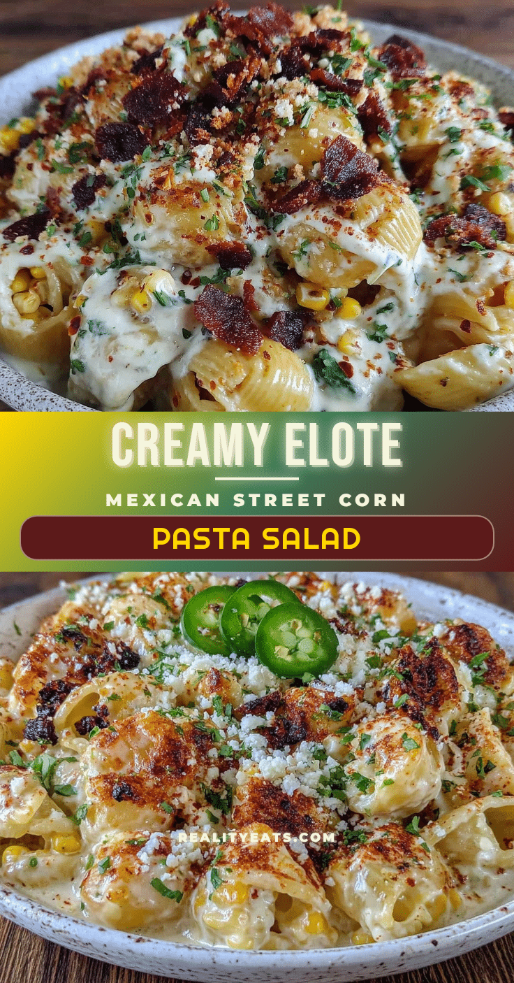creamy elote Mexican street corn pasta salad recipe