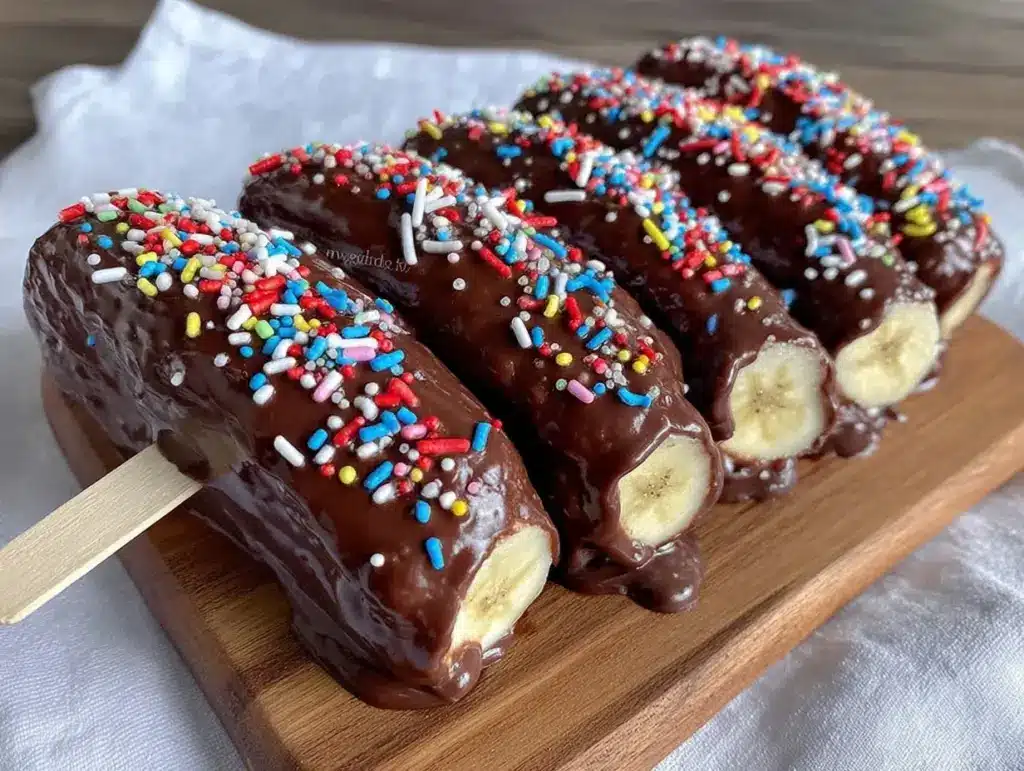 creamy frozen chocolate banana pops - featured image