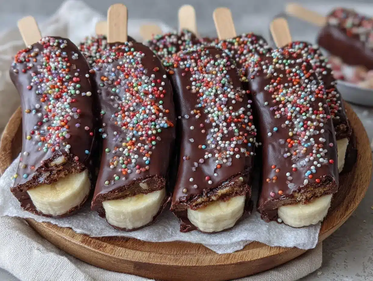 creamy frozen chocolate banana pops preparation steps