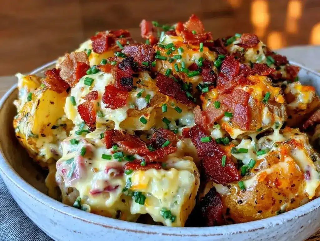 creamy loaded baked potato salad - featured image