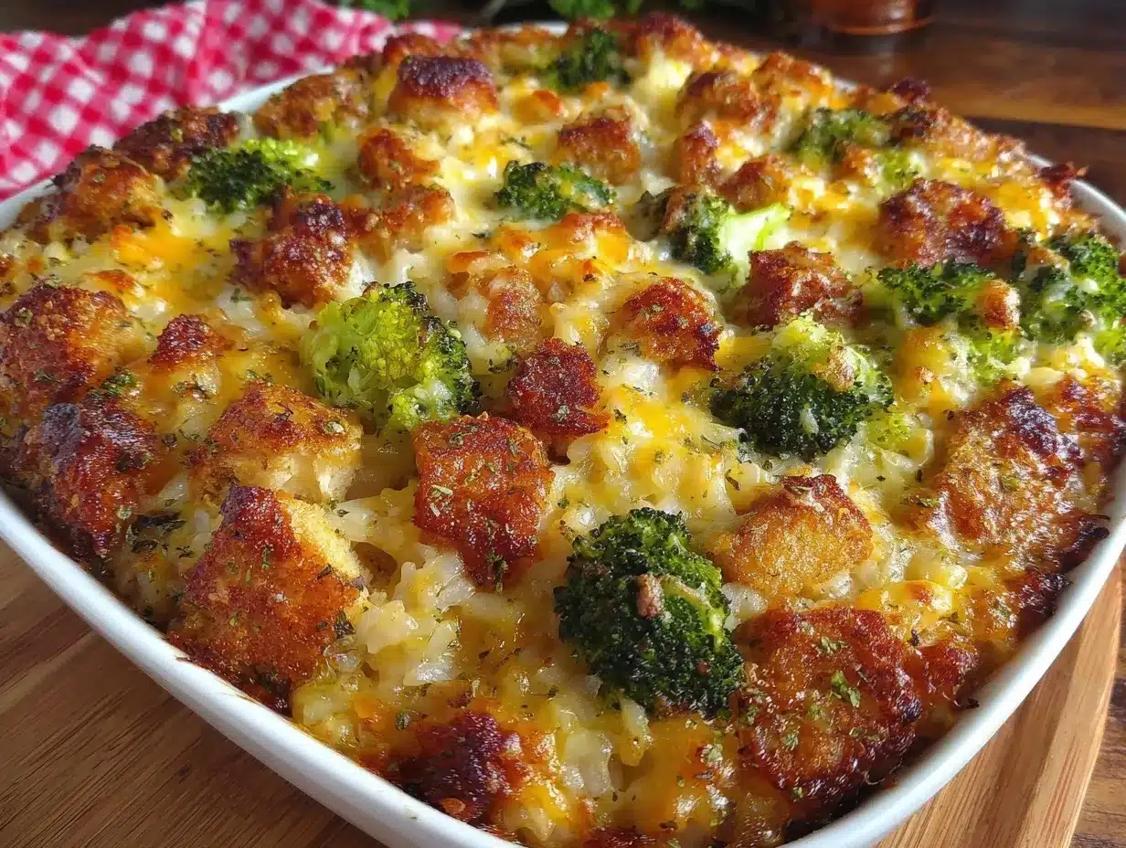 creamy loaded chicken and broccoli rice casserole preparation steps