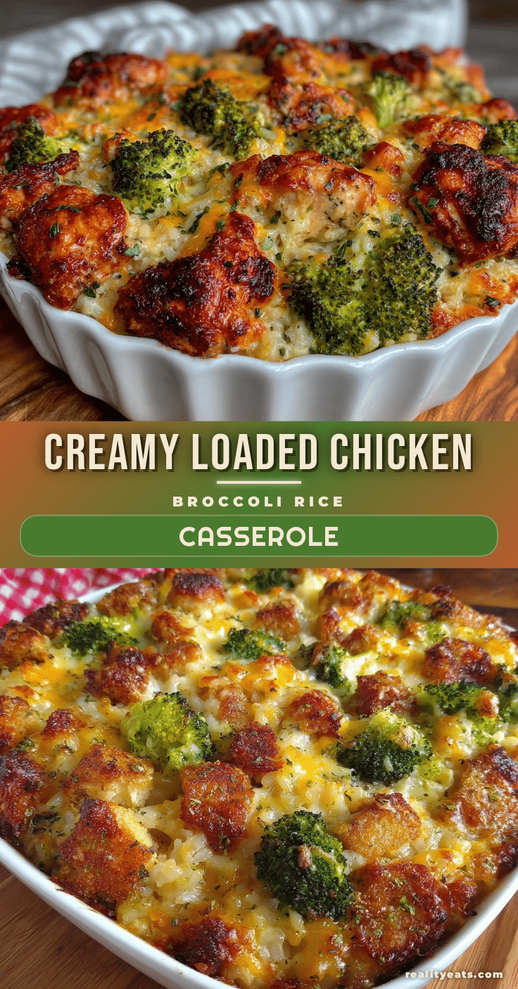 creamy loaded chicken and broccoli rice casserole recipe