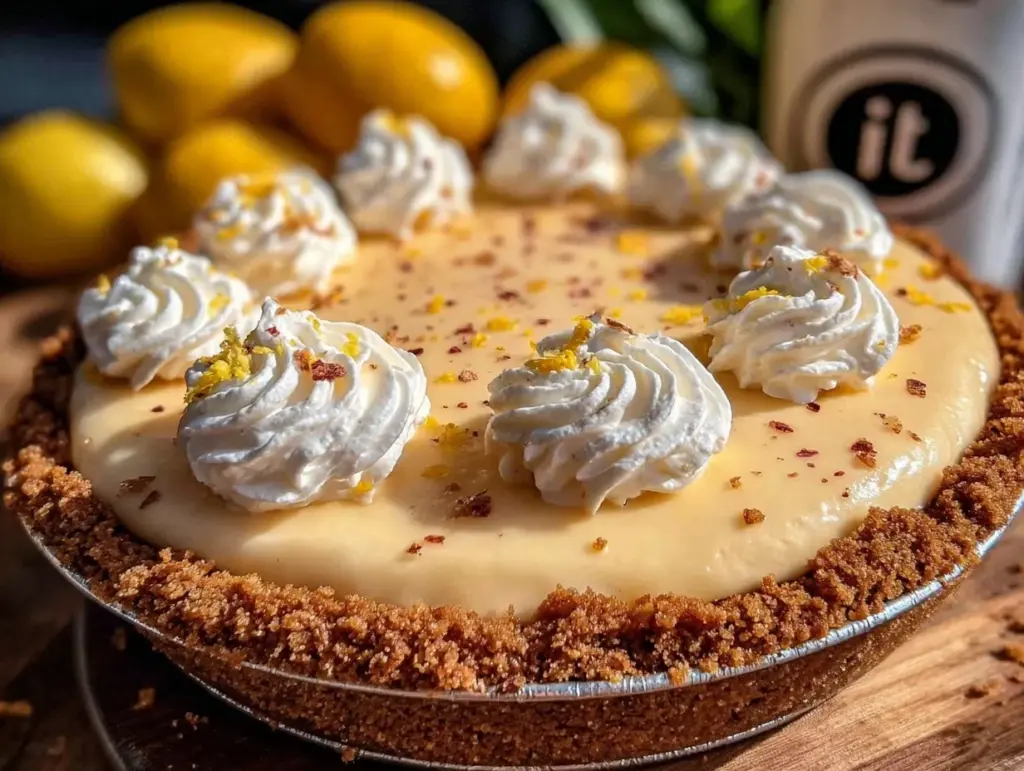 creamy no-bake lemonade pie - featured image