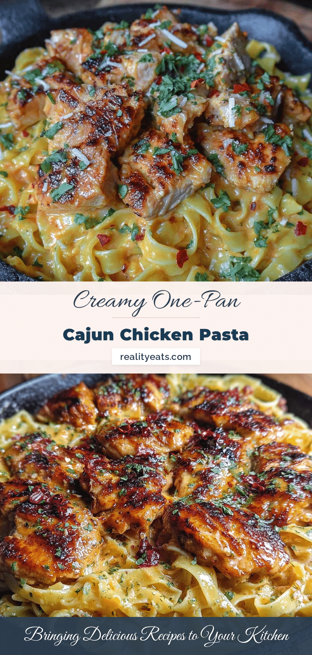 creamy one-pan cajun chicken pasta skillet recipe