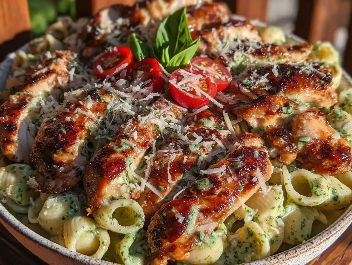 creamy pesto chicken pasta preparation steps