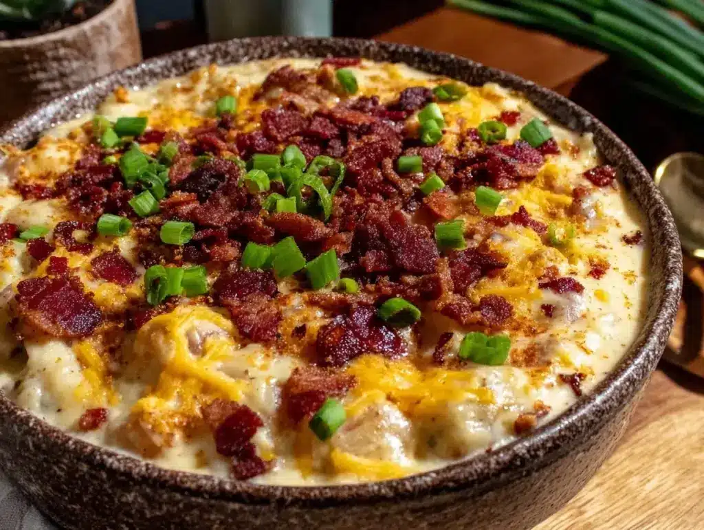 creamy slow cooker loaded potato soup - featured image