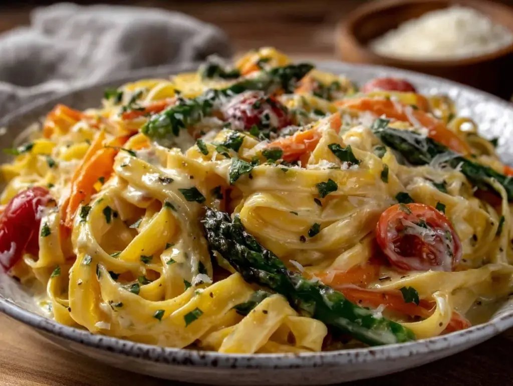 creamy spring pasta primavera - featured image