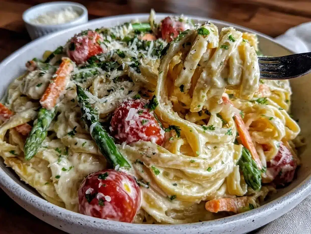 creamy spring pasta primavera preparation steps