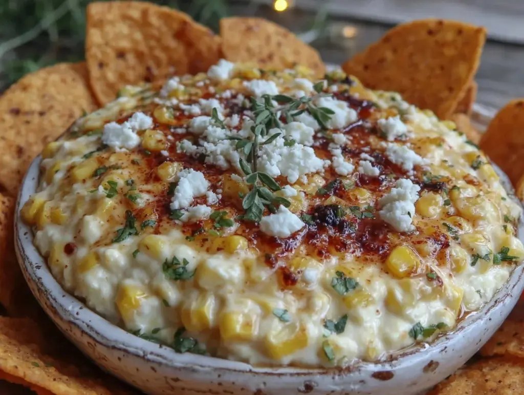 creamy street corn dip - featured image
