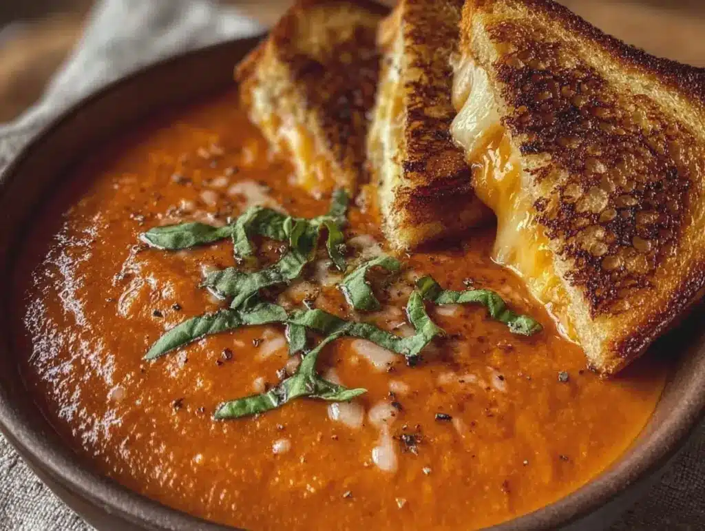 creamy tomato basil bisque - featured image