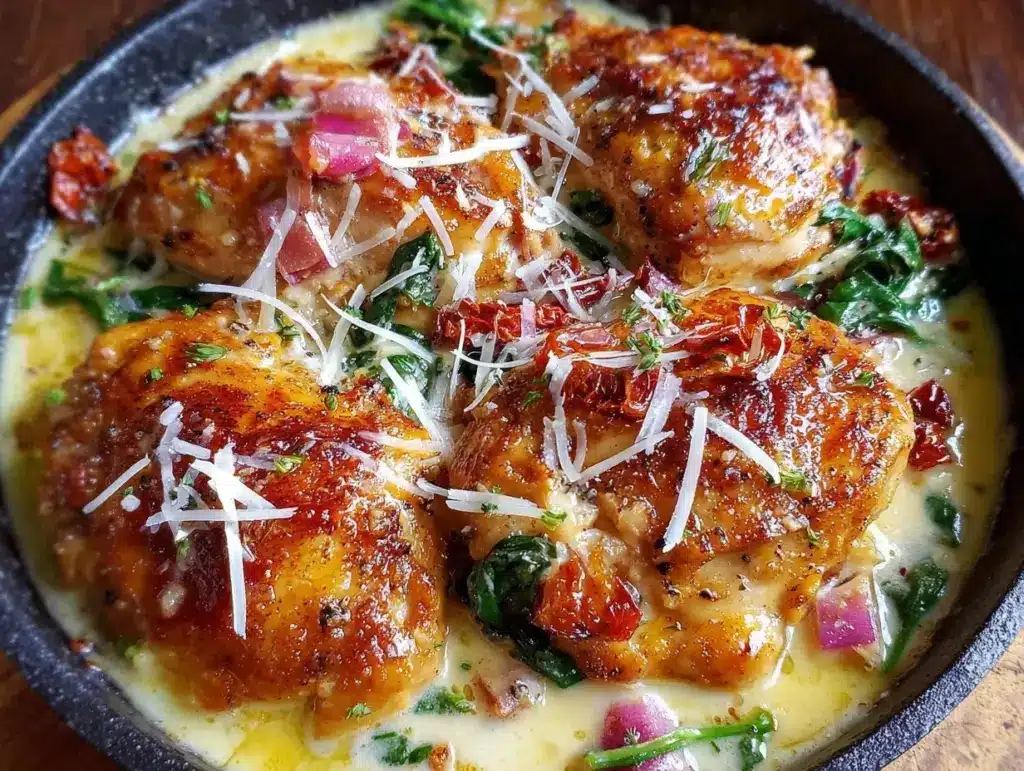 creamy tuscan chicken skillet - featured image