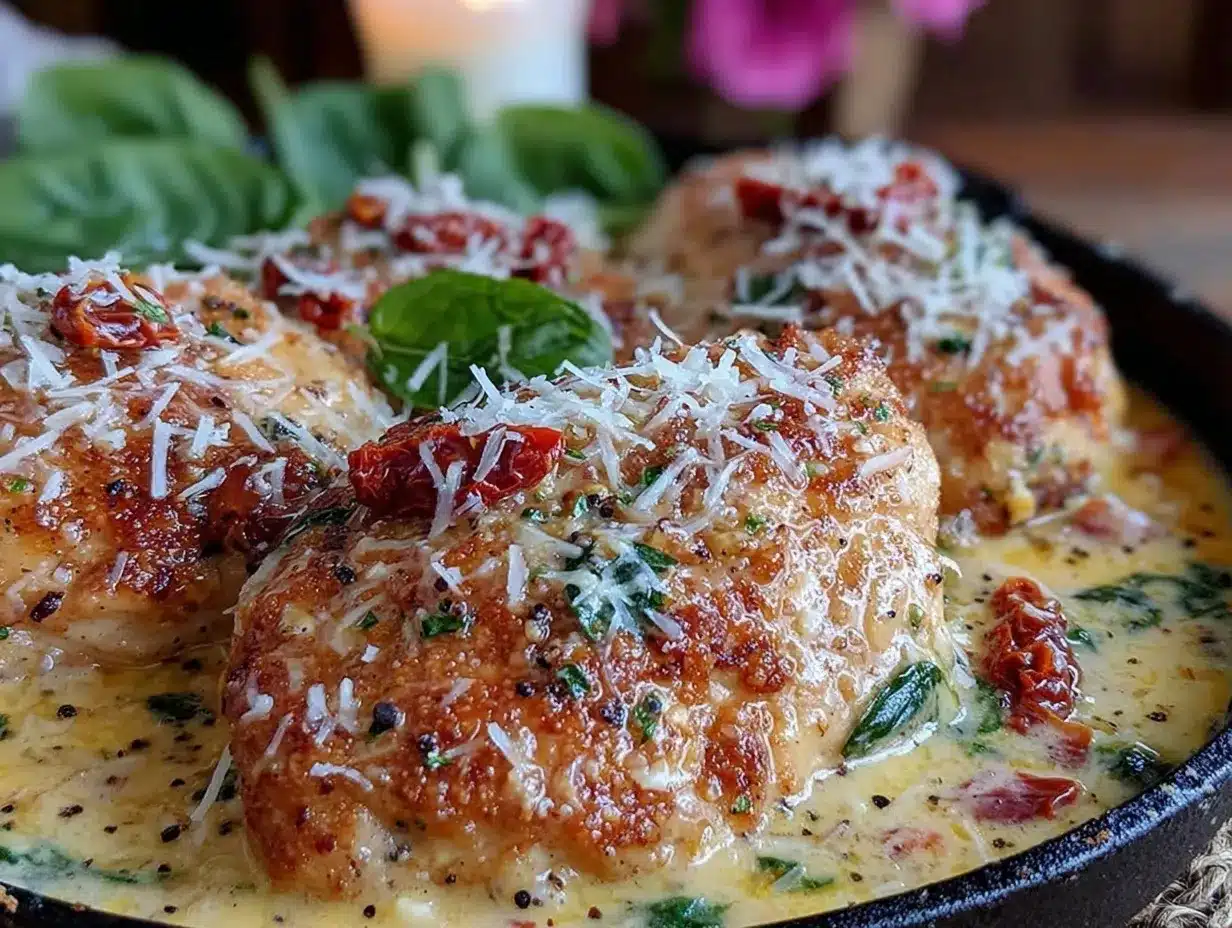 creamy tuscan chicken skillet preparation steps