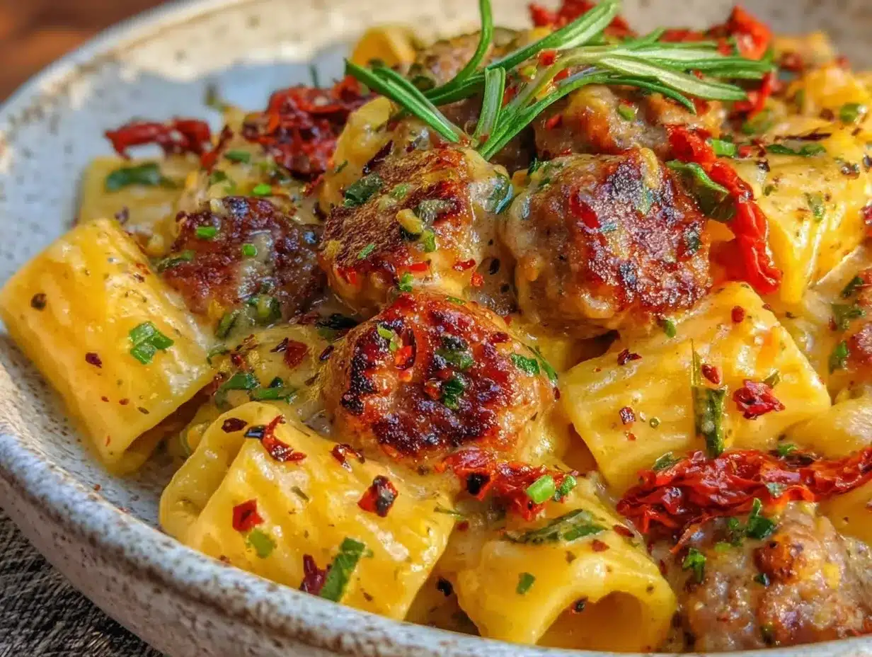 creamy tuscan sausage rigatoni preparation steps