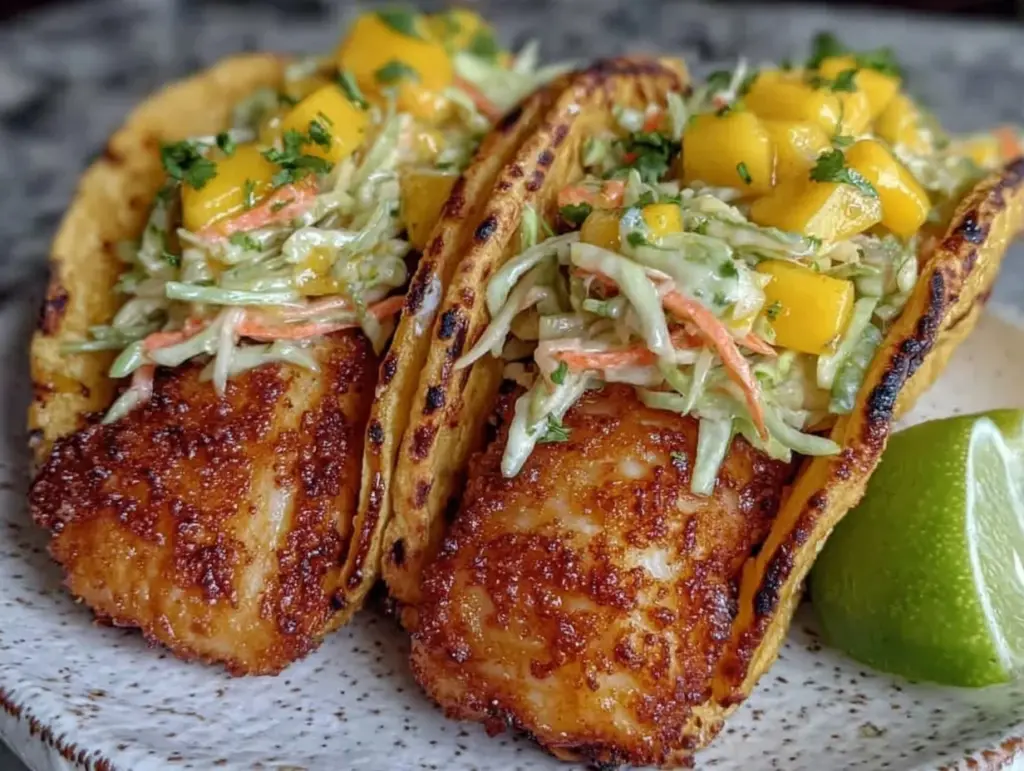 crispy air fryer fish tacos - featured image
