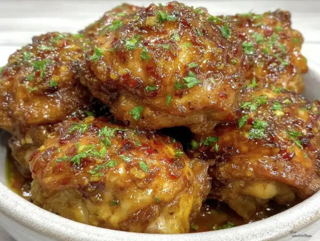 crispy air fryer honey garlic chicken thighs - featured image