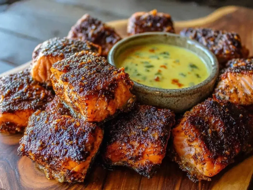 crispy blackened Cajun salmon bites - featured image
