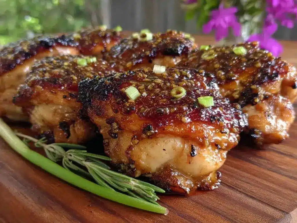 crispy honey garlic chicken thighs - featured image