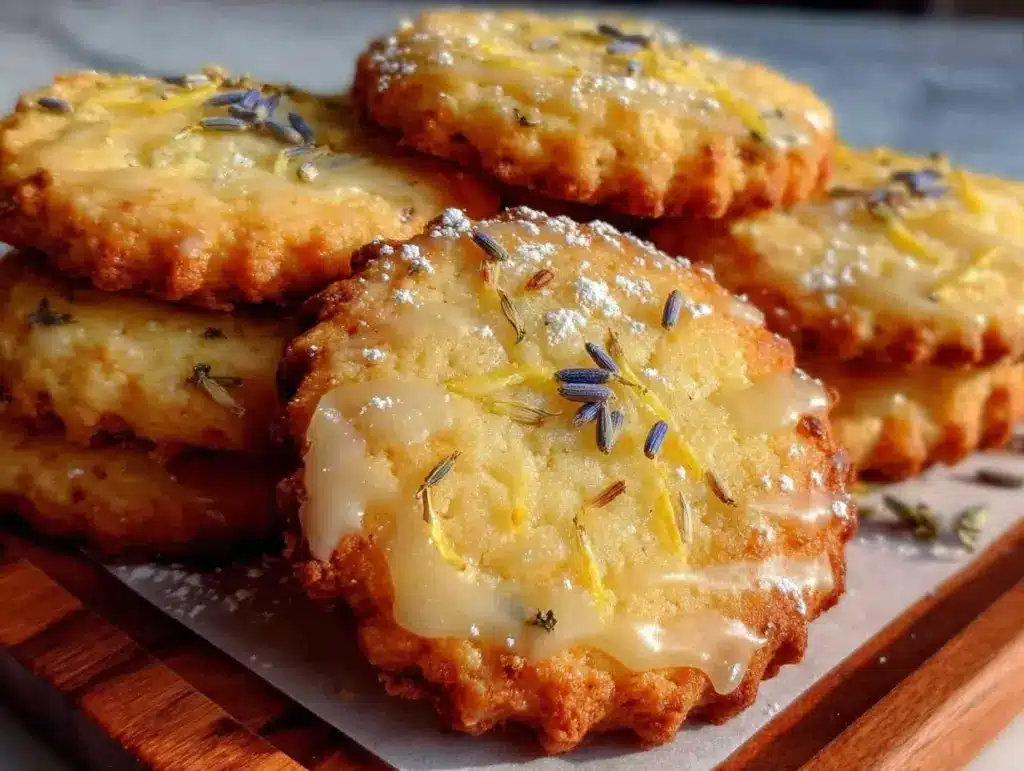 crispy lavender lemon shortbread cookies - featured image