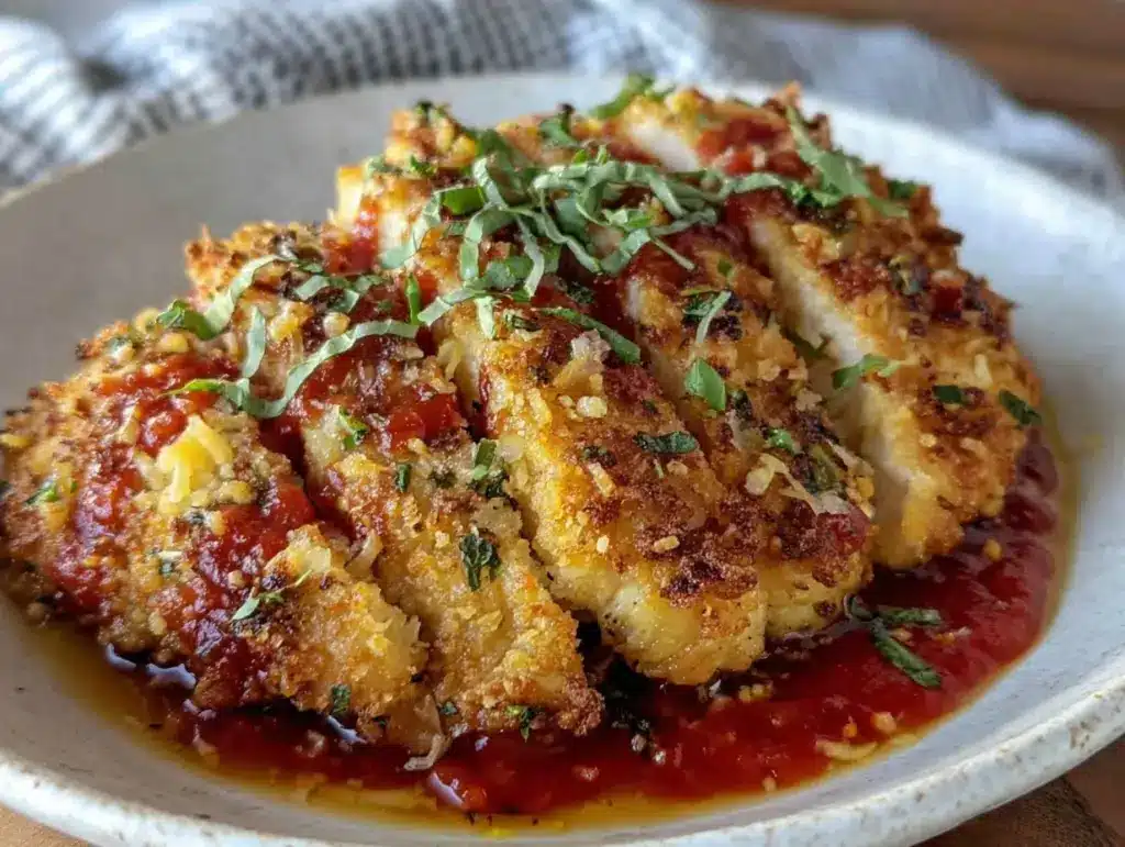 crispy parmesan crusted chicken breast - featured image
