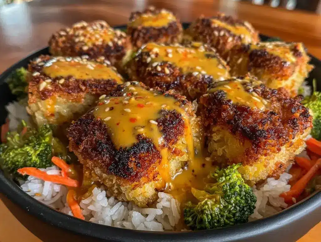 crispy sesame tofu bowl - featured image