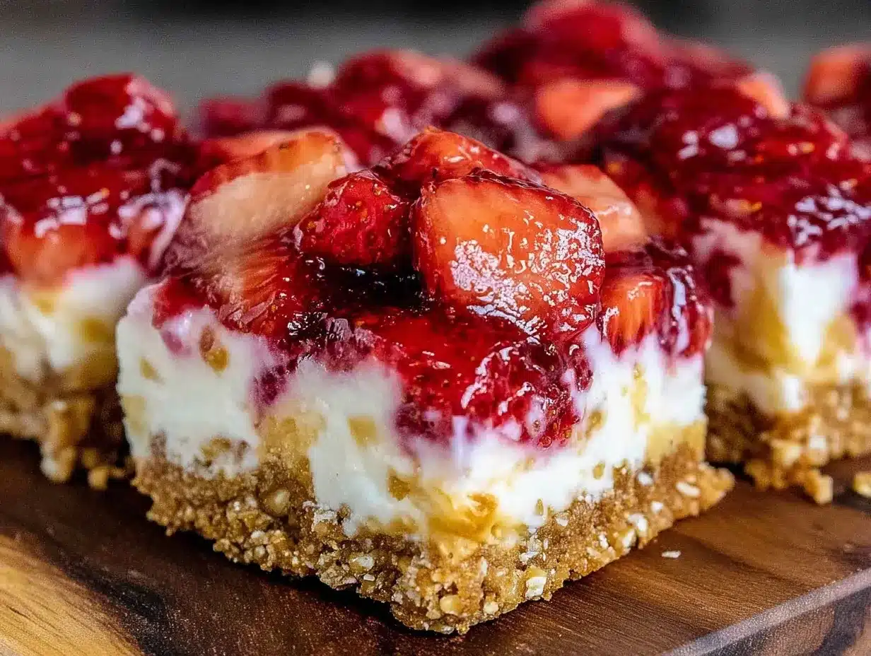 crispy strawberry pretzel salad dessert bars preparation steps