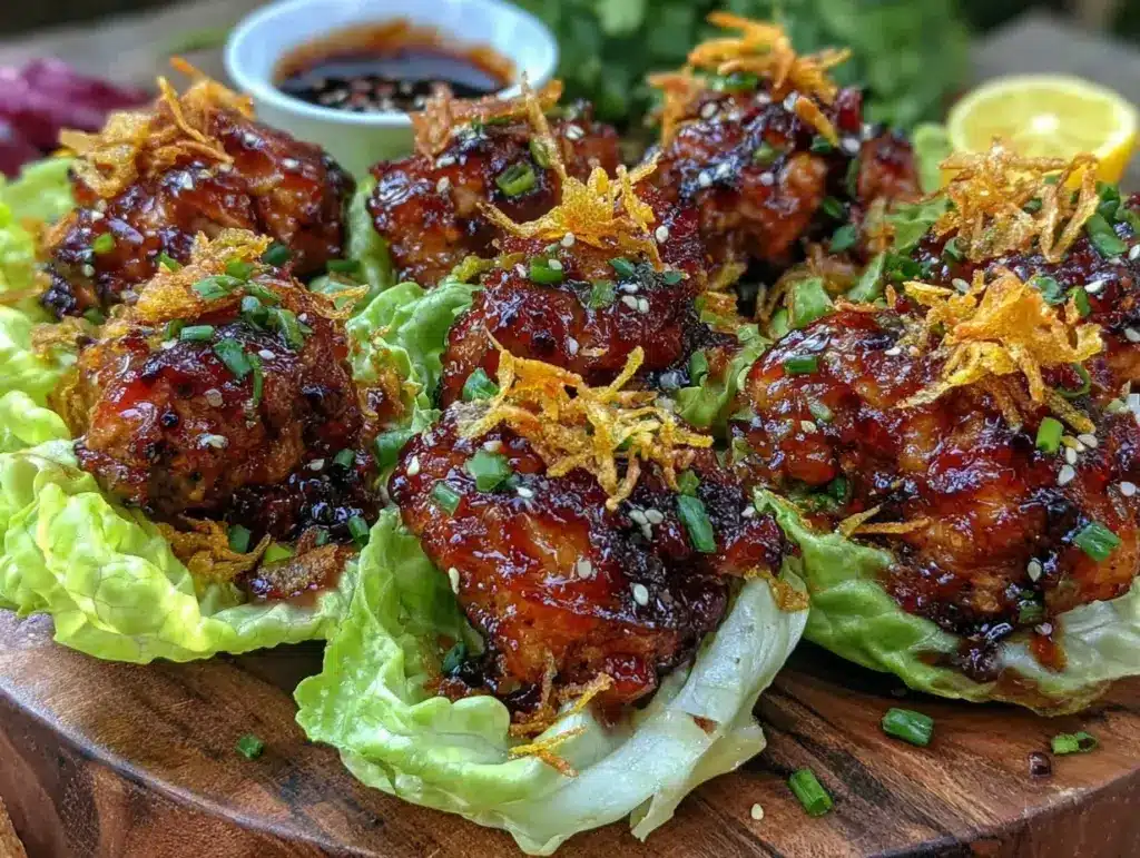 crispy teriyaki chicken lettuce wraps - featured image
