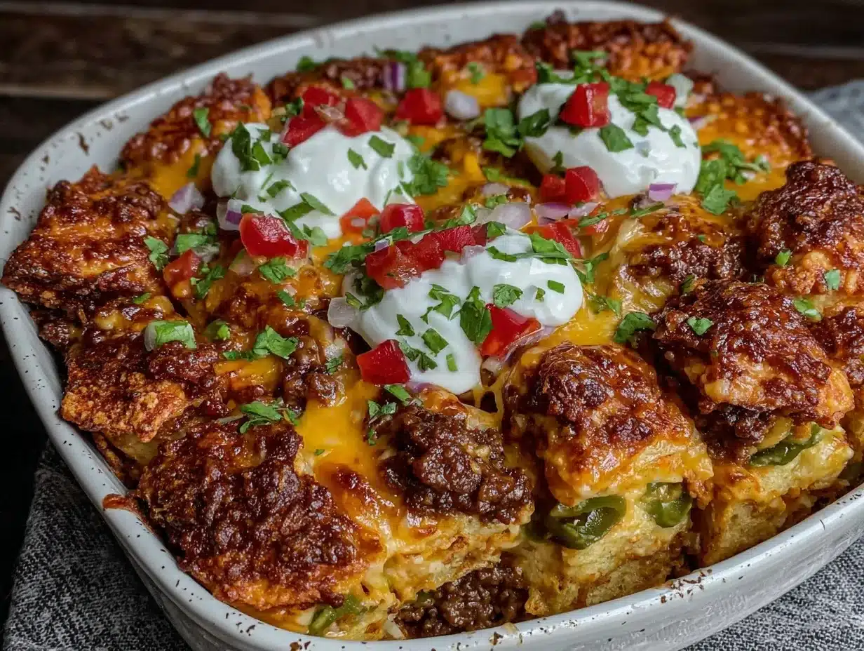 crispy walking taco casserole preparation steps