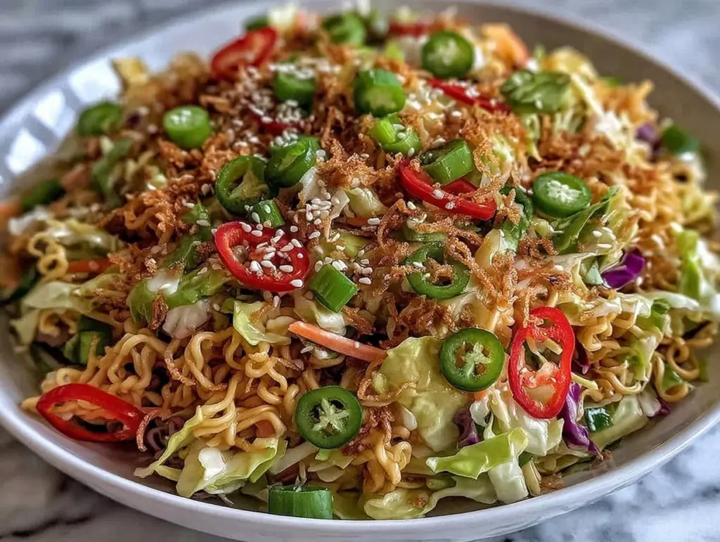 Crunchy Asian Ramen Noodle Cabbage Salad - featured image