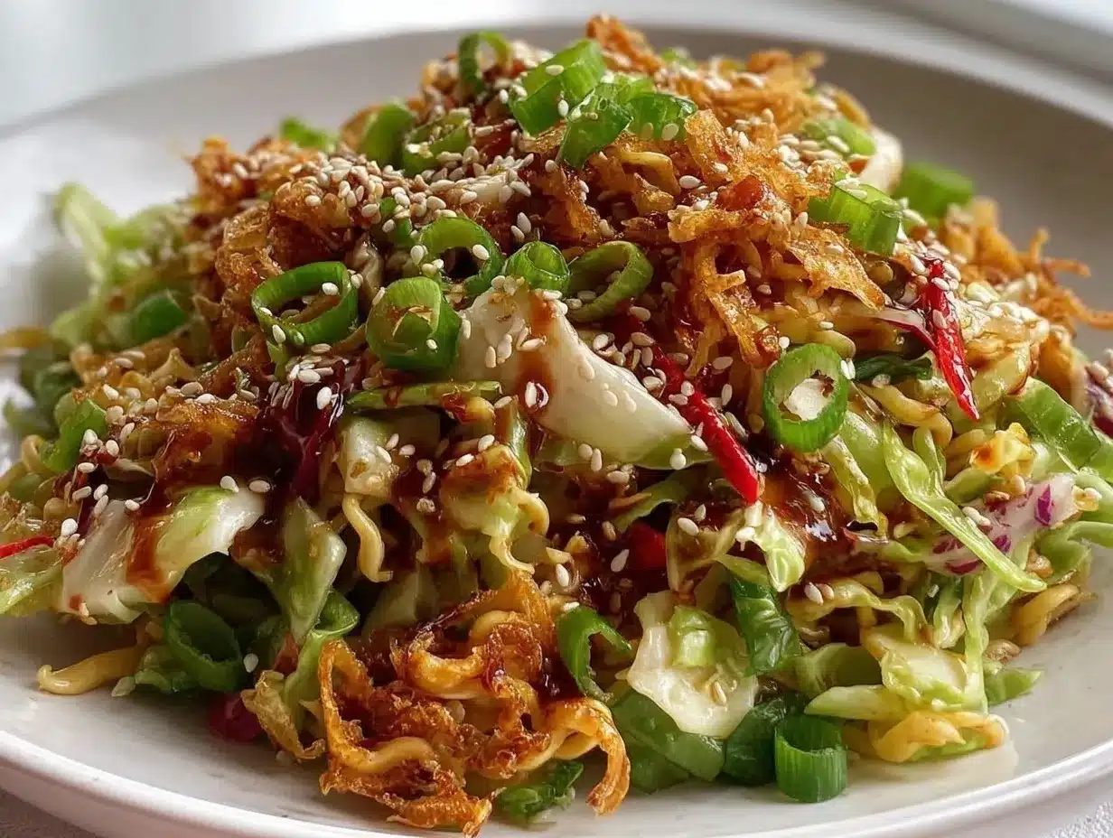 Crunchy Asian Ramen Noodle Cabbage Salad preparation steps