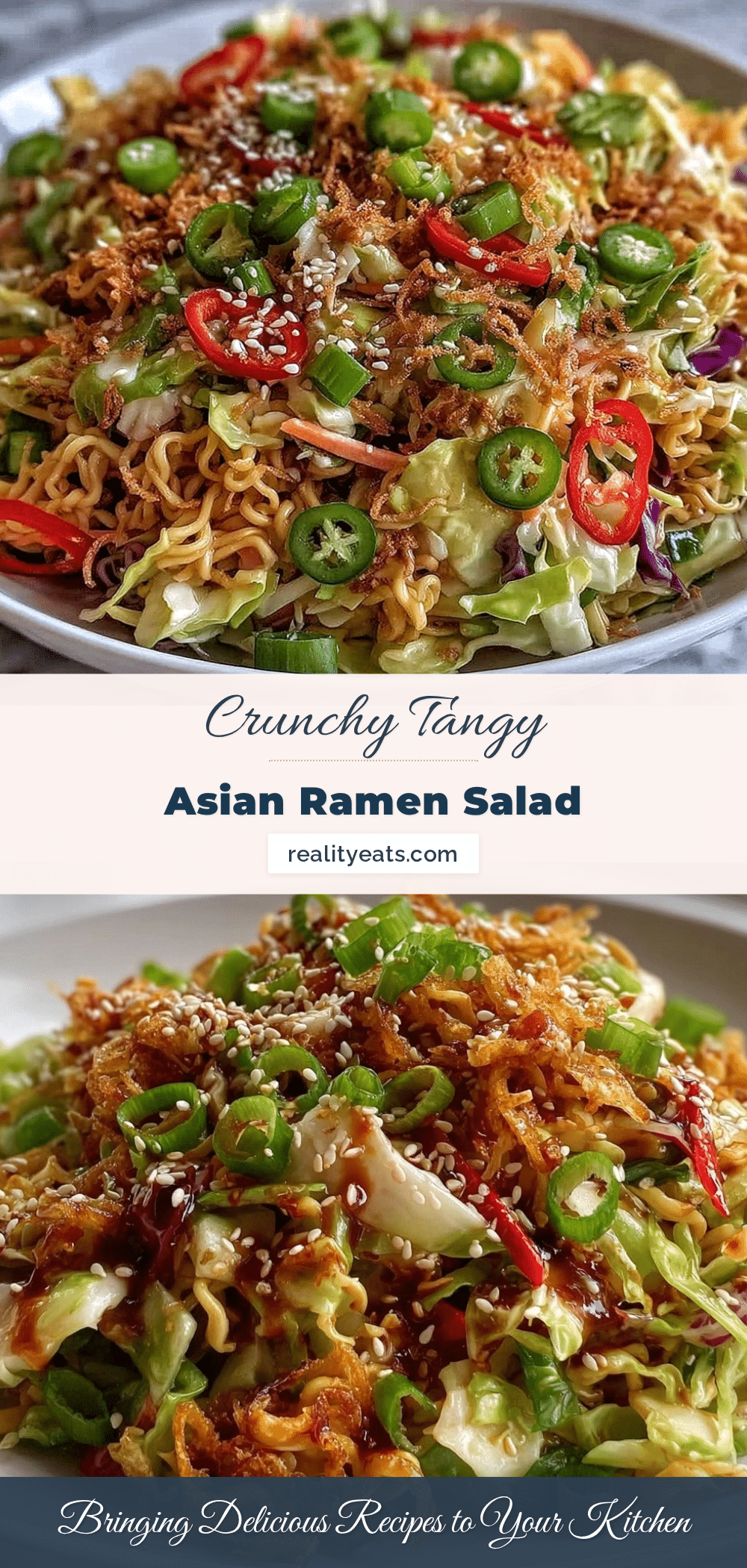 Crunchy Asian Ramen Noodle Cabbage Salad recipe