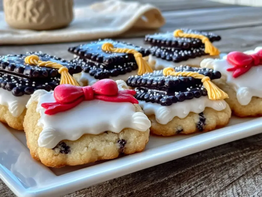 decorated cap and diploma sugar cookies - featured image