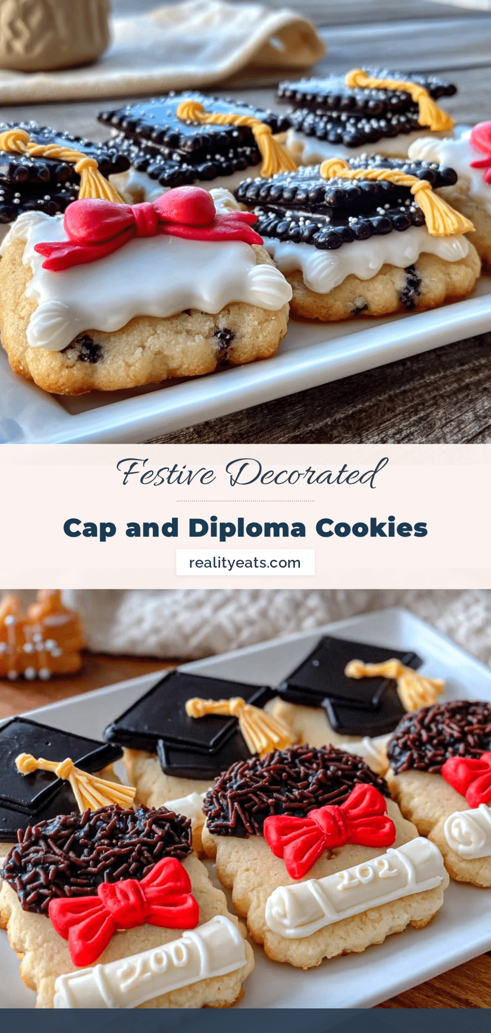 decorated cap and diploma sugar cookies recipe